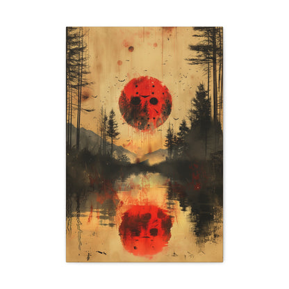 Horror  Art - "Blood Moon of Camp Crystal Lake" - Jason Voorhees Inspired Wall Canvas"