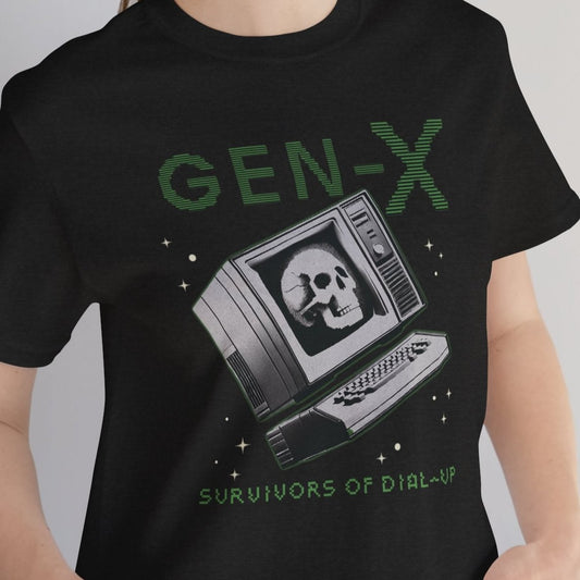 Gen-X Survivors of Dial-Up T-Shirt - Retro Computer Design | Nostalgic 80s & 90s Tech Geek Shirt