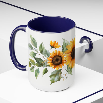 Hand-Painted style Sunflower Mug - Ceramic Coffee Cup with Sunflower Design | Gift for Nature Lovers