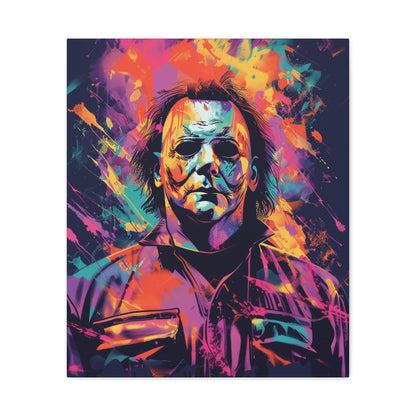 The Neon Boogeyman – Michael Myers Halloween inspired Abstract Canvas Art Wall Decor