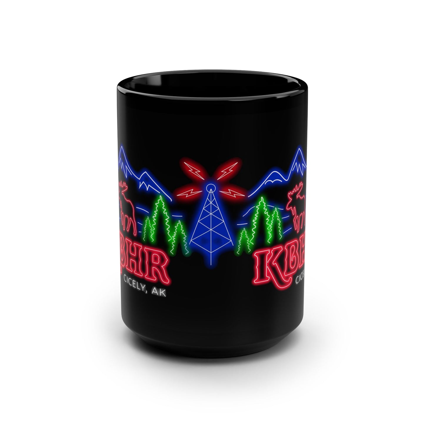 Neon KBHR Cicely, AK Mug – Inspired by TV’s Northern Exposure