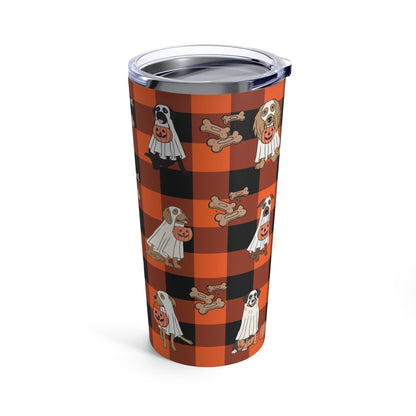 Halloween Dog Tumbler - 20oz Ghost Dog Design | Spooky Season Insulated Drinkware