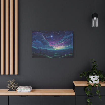 Lo-Fi Starry Night Wall Art - Tranquil Fantasy Landscape Canvas Print for Home Decor