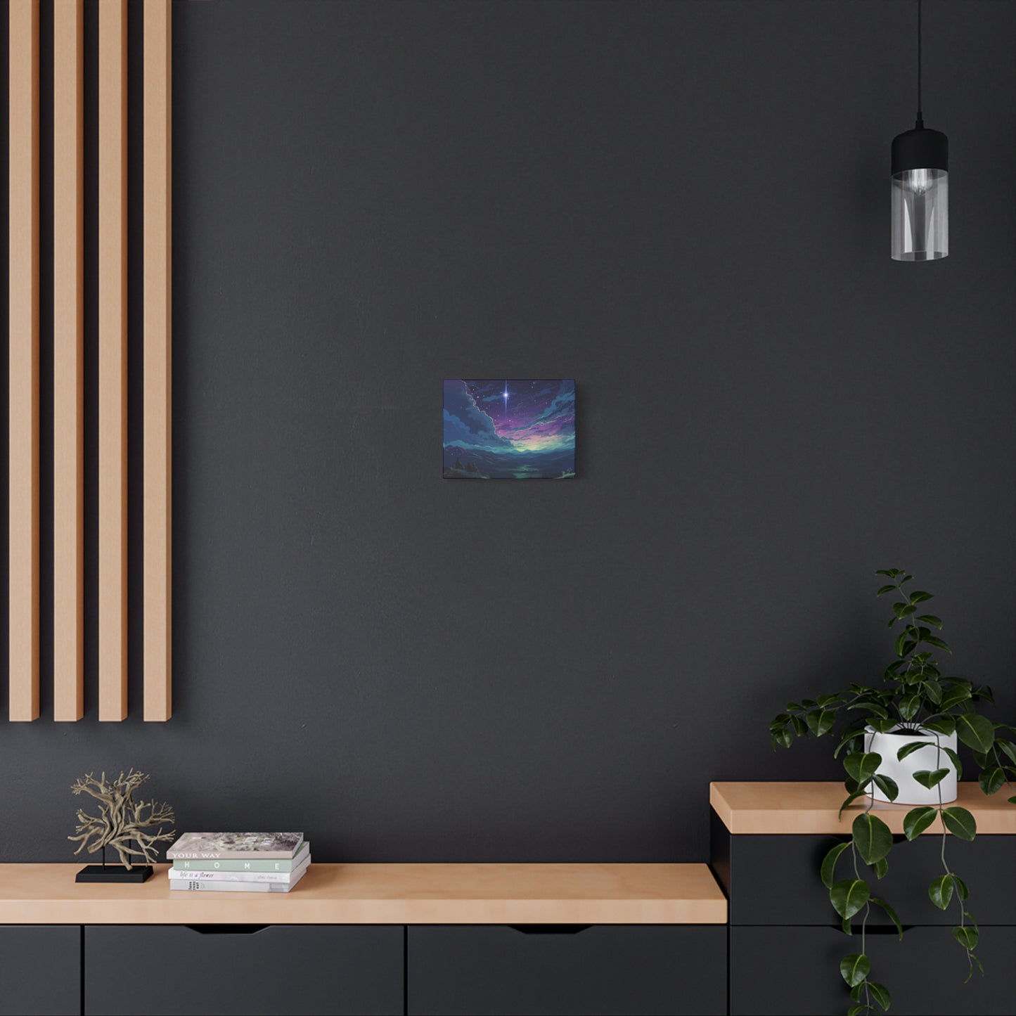 Lo-Fi Starry Night Wall Art - Tranquil Fantasy Landscape Canvas Print for Home Decor