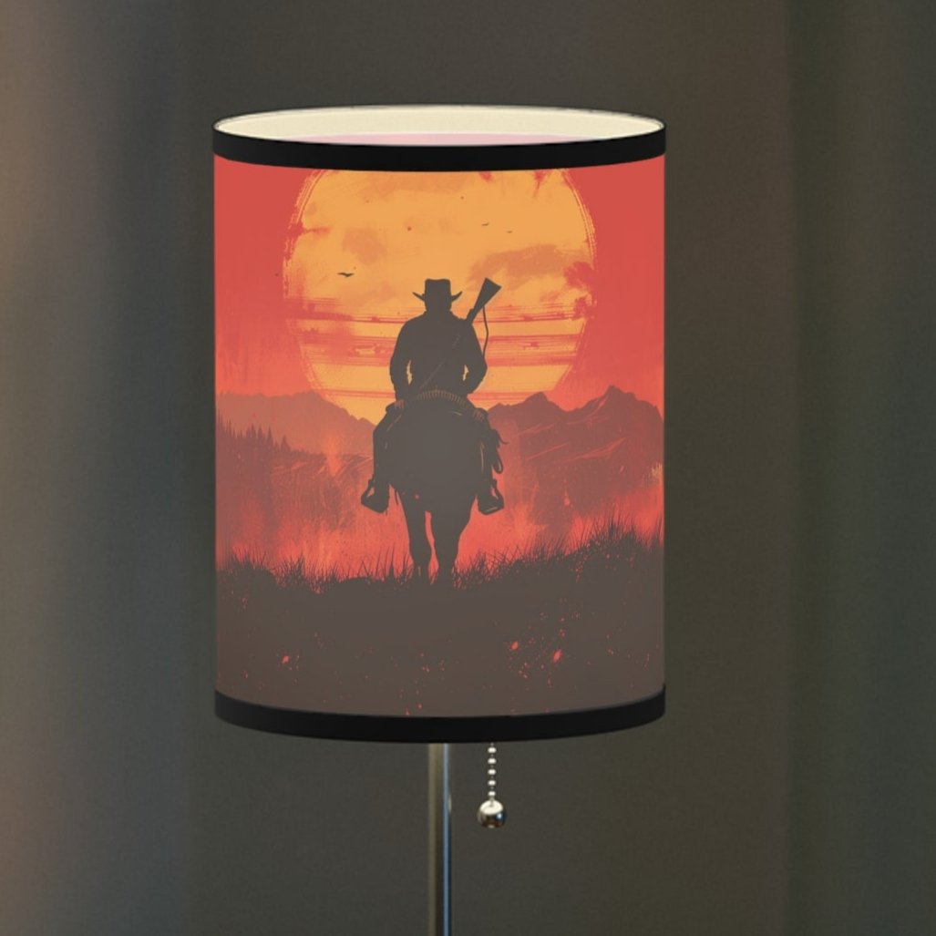 Red Dead Western Outlaw Inspired Sunset Lamp – Cowboy Adventure Lighting for Gamers & Western Enthusiasts