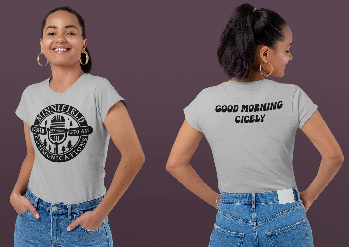 Minnifield Communications Double-Sided T-Shirt - Northern Exposure KBHR 570 AM Design