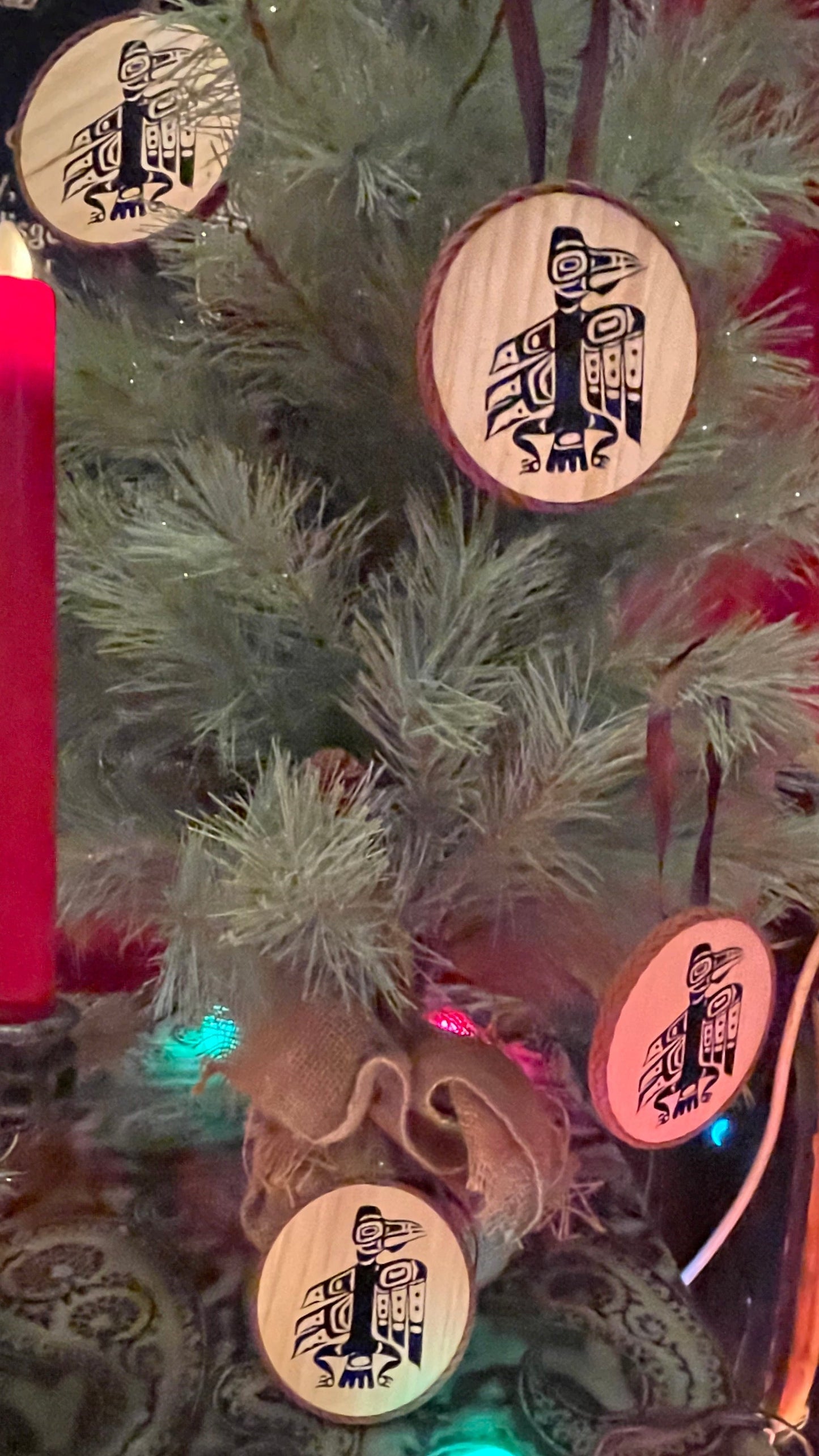 Handmade Tlingit Raven Ornament - Northern Exposure Inspired, Wooden Art Decoration (4.5" Diameter)