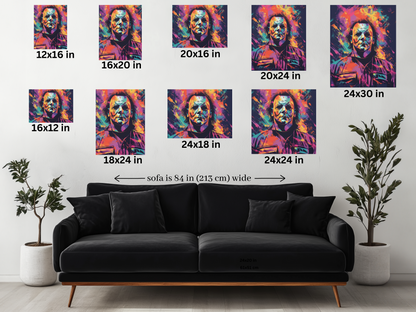 The Neon Boogeyman – Michael Myers Halloween inspired Abstract Canvas Art Wall Decor