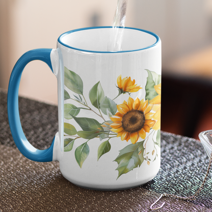 Hand-Painted style Sunflower Mug - Ceramic Coffee Cup with Sunflower Design | Gift for Nature Lovers