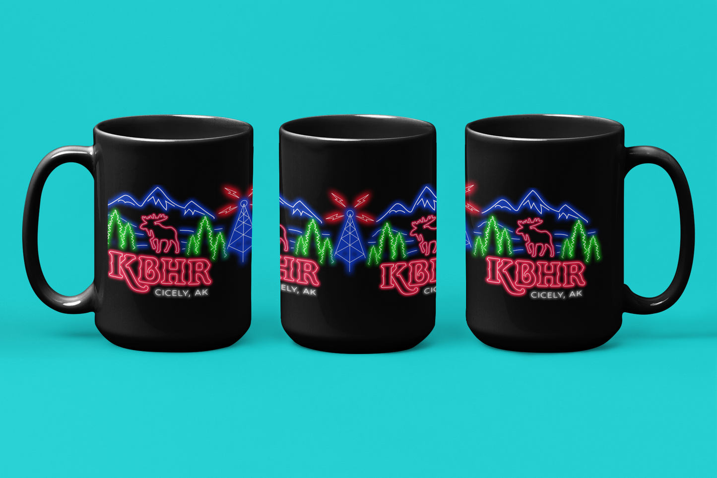 Neon KBHR Cicely, AK Mug – Inspired by TV’s Northern Exposure